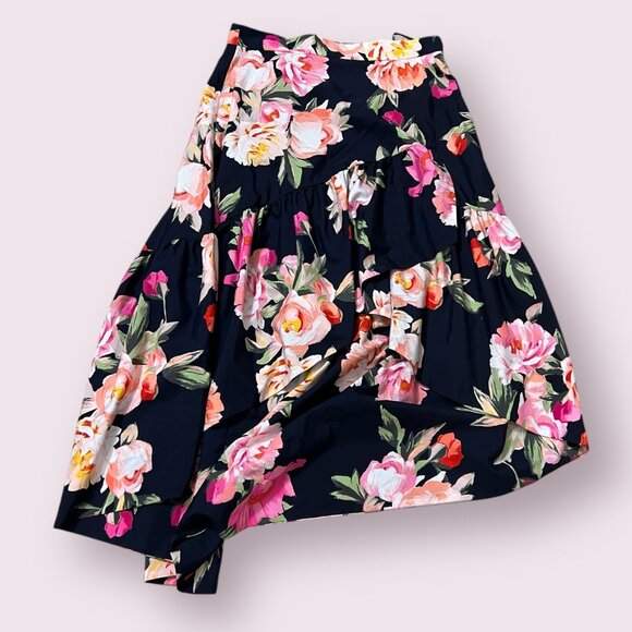 NWOT Eliza J Floral High Low Skirt Size 14 Peony Ruffle Hem Asymmetrical Elegant - Picture 1 of 10